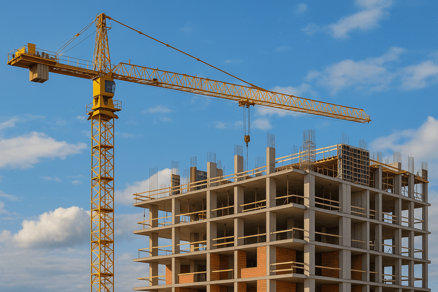 Construction crane and building background